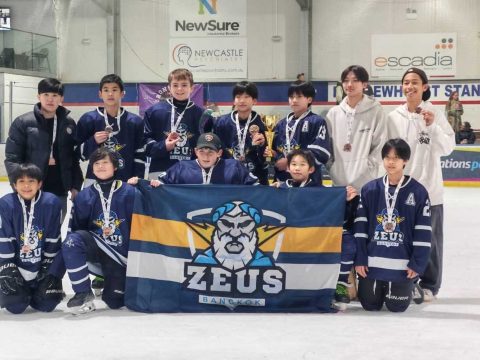 our Bangkok Zeus Peewee U13 team skated with heart and came home with the Bronze Medal
